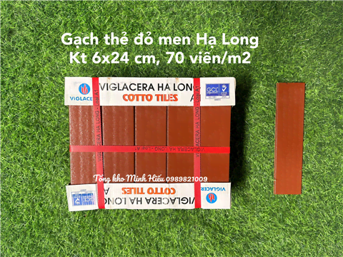 Gạch thẻ Viglacera Hạ Long kt 60x240 mm màu đỏ men