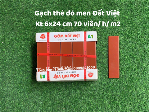 Gạch thẻ Gốm Đất Việt kt 60x240 cm màu đỏ men