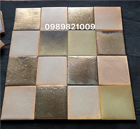    Gạch đất nung thủ công màu loang xanh kt 100x100x10mm