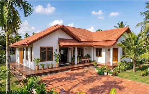 Nhà Phố không gian mái ngói xẻ mở đón nắng gió anh sáng
