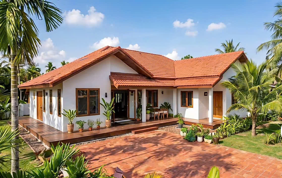 Nhà Phố không gian mái ngói xẻ mở đón nắng gió anh sáng